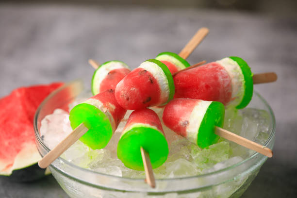 istock summer ice creams with watermelon closeup with selective focus and blur 1396401319