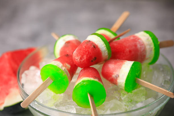 istock summer ice creams with watermelon closeup with selective focus and blur 1396401320