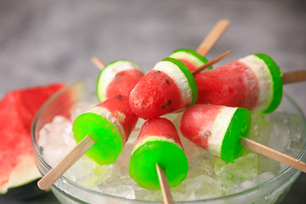 istock summer ice creams with watermelon closeup with selective focus and blur 1396401486