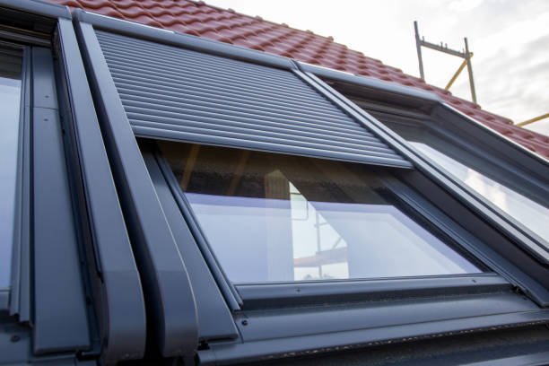 istock Close up of new skylight with roller shutter 1396401791