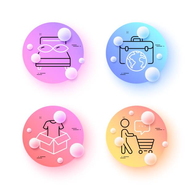 istock Buyer think, Pillows and Businessman case minimal line icons. For web application, printing. Vector 1396406046