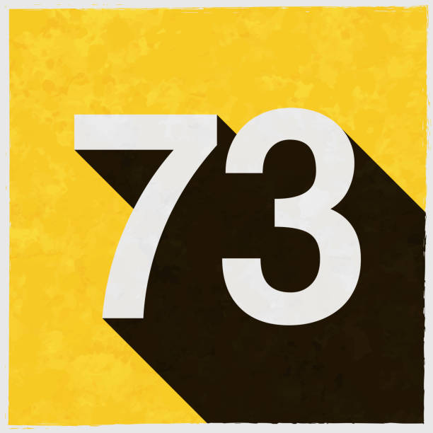 illustrazioni stock, clip art, cartoni animati e icone di tendenza di 73 - numero settantatré. icona con ombra lunga su sfondo giallo strutturato - venice film festival