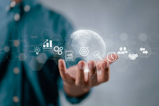 istock Business worldwide internet connection application technology, digital marketing, finance and banking, digital link technology, and big data are some of the areas where big data is used. 1396407828