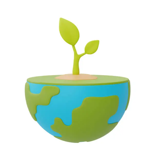 Happy earth day,World globe with Seedling ,save the planet and energy concept,sustainable energy development,3d rendering.