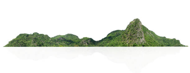 istock rock mountain hill with green forest isolate on white background 1396411155