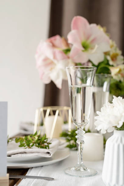 istock The wedding table setting and decor on wooden table in rustic style 1396411519