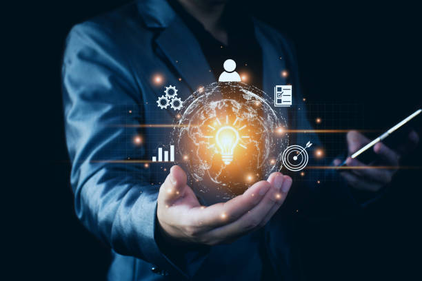 istock Businessman conducting online transactions with internet technology. Concept global data connection by metaverse technology , big data , search for information, e-commerce, online business. 1396414818