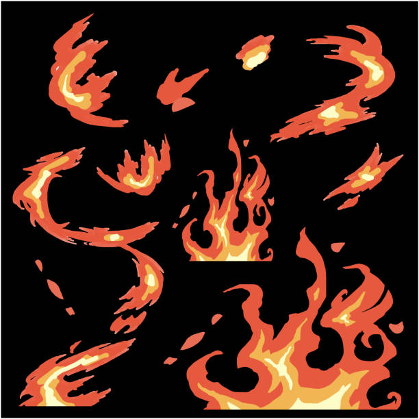 клипарт горящего пламени - volcano erupting lava fire stock illustrations