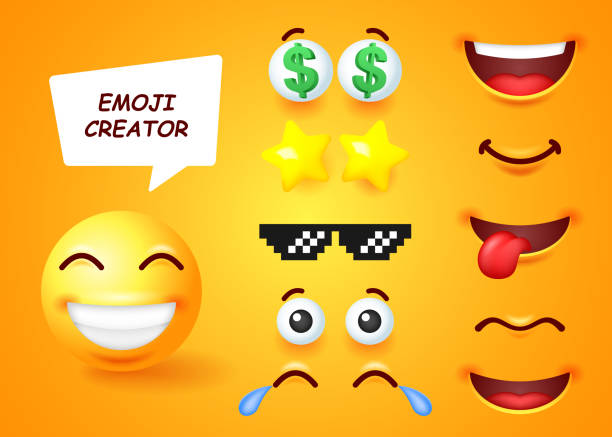 A set to create a funny 3D emoji. A collection of editable elements to create different facial expressions of an emoticon. A set to create a funny 3D emoji. A collection of editable elements to create different facial expressions of an emoticon. Vector illustration. emoji original stock illustrations