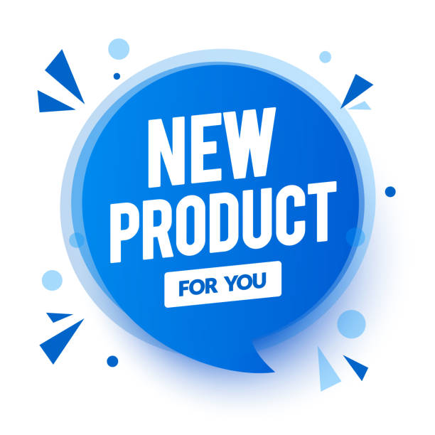 blue speech bubble с текстом новый продукт для вас - new arrival merchandise label stock illustrations