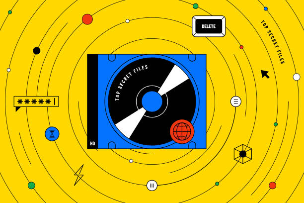 красочная концепция совершенно секретной информации в стиле ретро. - top secret secrecy mystery data stock illustrations