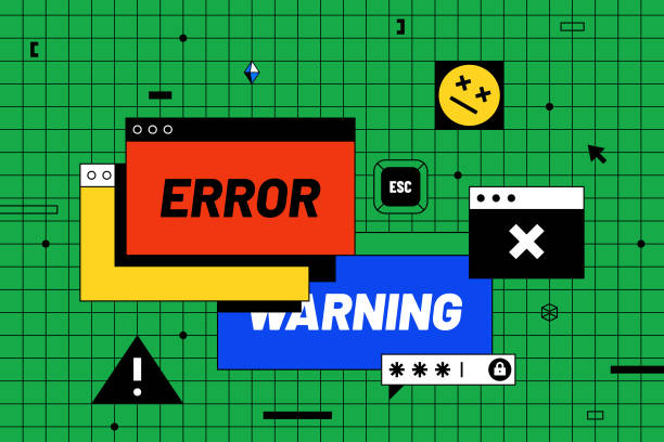 ilustrações de stock, clip art, desenhos animados e ícones de computer warning and error concept vector illustration. - failure