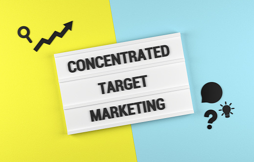 Concentrated Target Marketing. LedBox Business Message. Business Terms And Strategy Concept.