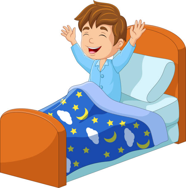 Cartoon Little Boy Wake Up Stock Illustration - Download Image Now - Waking  up, Cartoon, Child - iStock