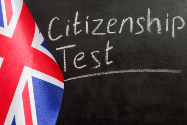 istock UK flag and citizenship test on chalkboard. 1396422600