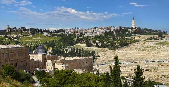 Aerial view of Barcelona with sea in the background.