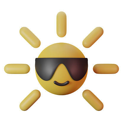 Summer Sun With Sunglasses 3D Render Icon