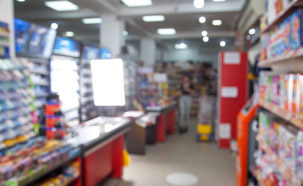 istock Abstract background blurred photo in supermarket. 1396431439