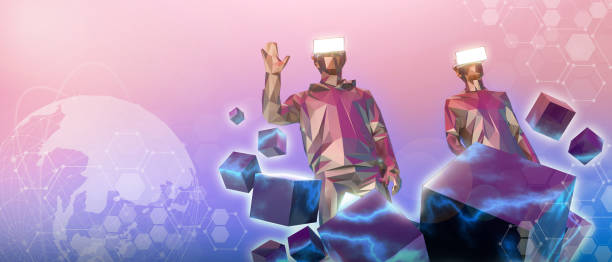Experiences Metaverse digital world and cyber technology for virtual reality glasses and blockchain Concepts. Innovation, connection -3d Rendering