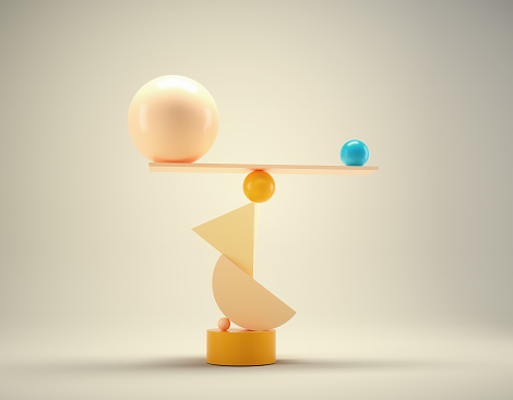 Spheres on abstract balance. Flawless and accuration concept. This is a 3d render illustration