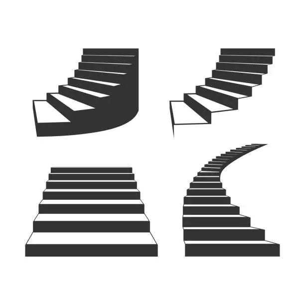 Vector illustration of A set of vector stairs leading up, to the exit, to heaven.