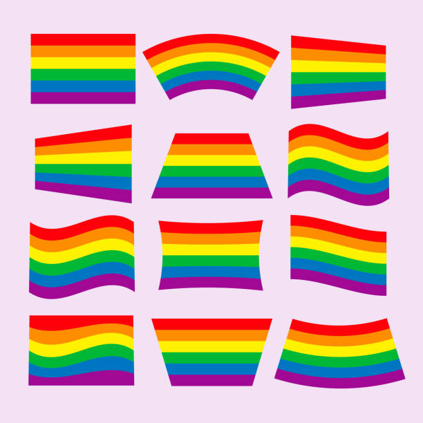 istock Pride LGBTQ Flag set, Gay Pride Month, rainbow colors, Flat design signs isolated 1396436296