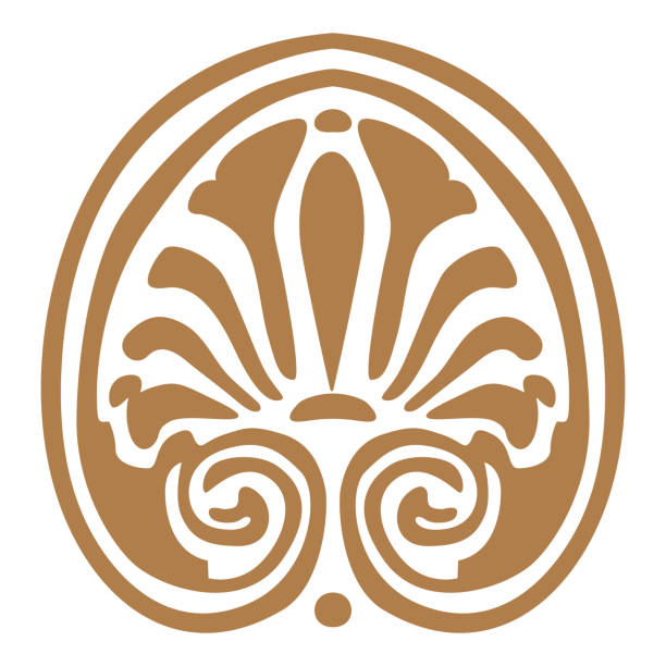 grecki element dekoracyjny kwiat lotos, grecki kształt - cesarstwo bizantyńskie stock illustrations