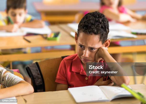 Class Crying Crying Black Elementary Student In The Classroom Stock Photo - Download ...
