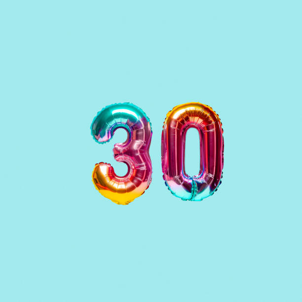 istock Rainbow foil balloon number. Top view. 1396440723