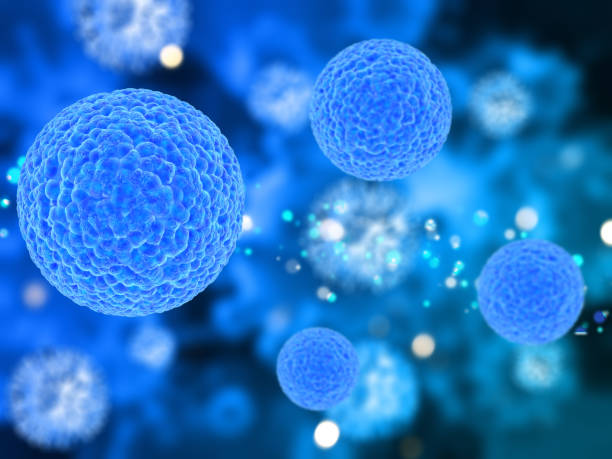 istock 3D medical background with abstract virus cells on defocussed design 1396442053
