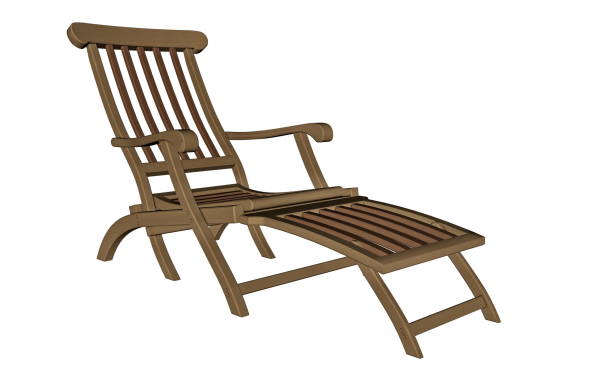 istock Wooden chaise longue - 3D render 1396442102
