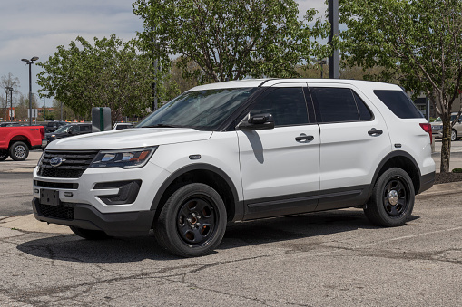 Fishers - Circa May 2022: Ford Explorer Police Interceptor model. The Police Interceptor Explorer includes all-wheel drive as standard.