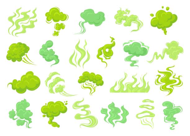 Smelly Smoke Pu Stink Clouds Old Nasty Odor Green Fumes Poison Gas Bad  Aroma Breath Smelling Fart Rotten Food Odour Fragrance Cooking Effect  Cartoon Neat Vector Illustration Stock Illustration - Download Image