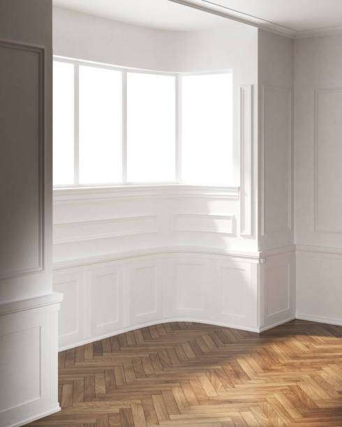 istock Empty room in side view with classic walls 1396445395