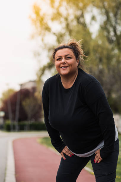 istock Plus size woman feeling proud after a good run 1396448777