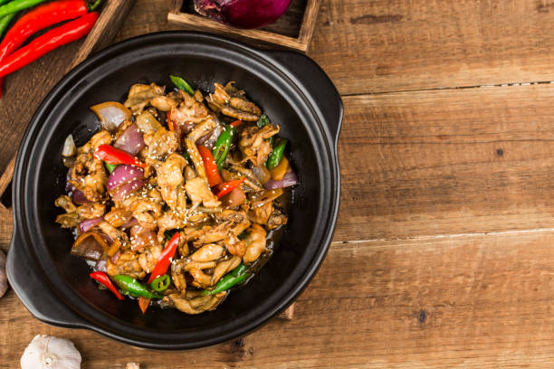 istock Delicious Chinese foodFried frog with chili 1396451090