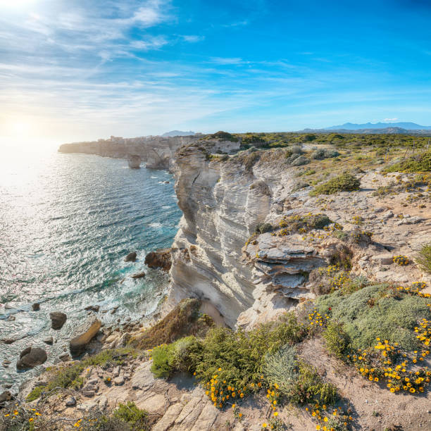Unbelievable view of old town Bonifacio. Popular travel destination of Mediterranean sea and Corsica. Location: Bonifacio, Corsica; France, Europe