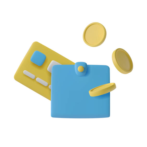 istock A wallet with a card and coins in 3D trendy style 1396452014