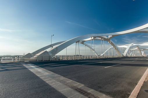 Asphalt road on the bridge,