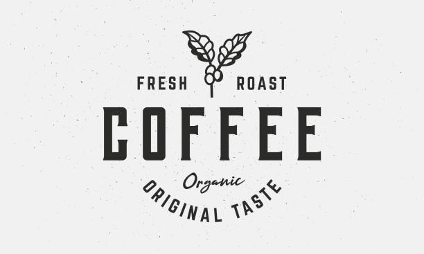 Coffee Beans logo. Roasted beans label template. Vintage trendy label, sticker. Vintage emblem with coffee branch. Label, badge, poster for cafe. Vector illustration Vector illustration barista stock illustrations