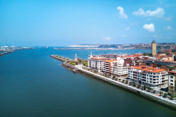 Aerial view of Getxo in Basque Country stock photo