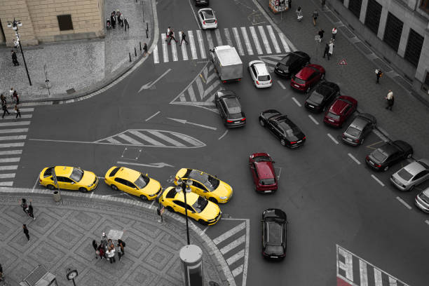 istock Elevated view of city road junction 1396459012
