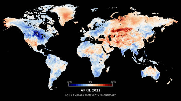 ilustrações de stock, clip art, desenhos animados e ícones de world map land surface temperature anomaly april 2022 - mundial 2022