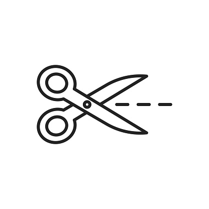 Tool scissors or trimming mounting area in graphic design icon. High quality black vector illustration.