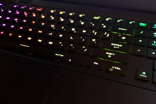 istock Close up of a RGB gaming keyboard 1396466440