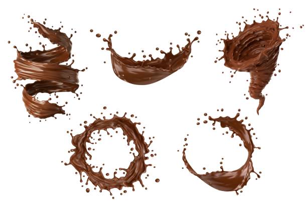 ilustrações de stock, clip art, desenhos animados e ícones de realistic chocolate milk tornado swirl, whirlwind - chocolate