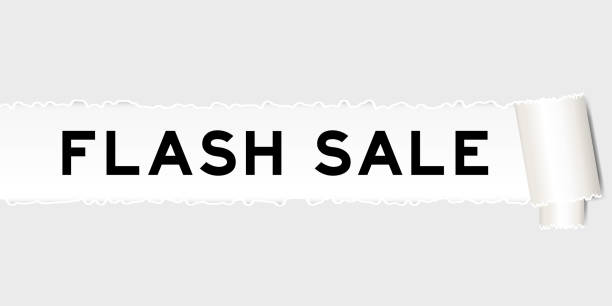 istock Ripped gray paper background that have word flash sale under torn part 1396471252