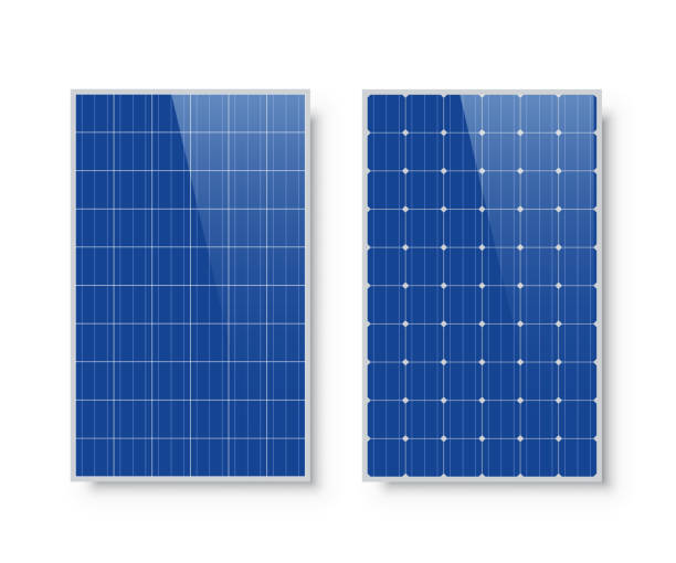 Solar panels isolated on white background. Alternative electricity source and sustainable resources vector illustration. Solar panels isolated on white background. Alternative electricity source and sustainable resources vector illustration solar panel stock illustrations