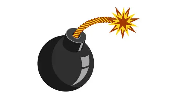 Vector illustration of Ball bomb with burn ignition wire