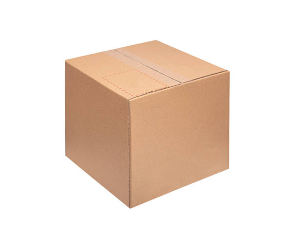istock Close up of a cardboard box on white background 1396473593